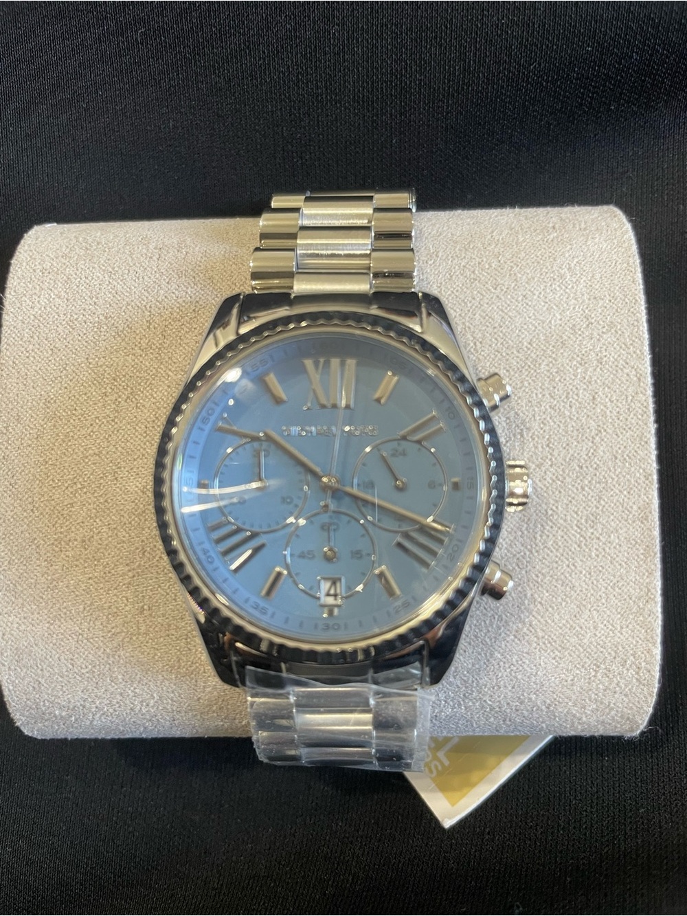 Michel kors lexington silver tone blue dial women’s watch